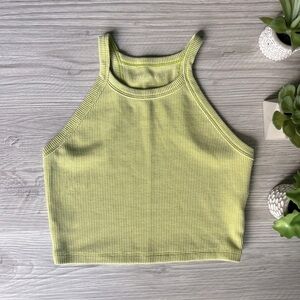 AMERICAN EAGLE waffle knit green crop top size M